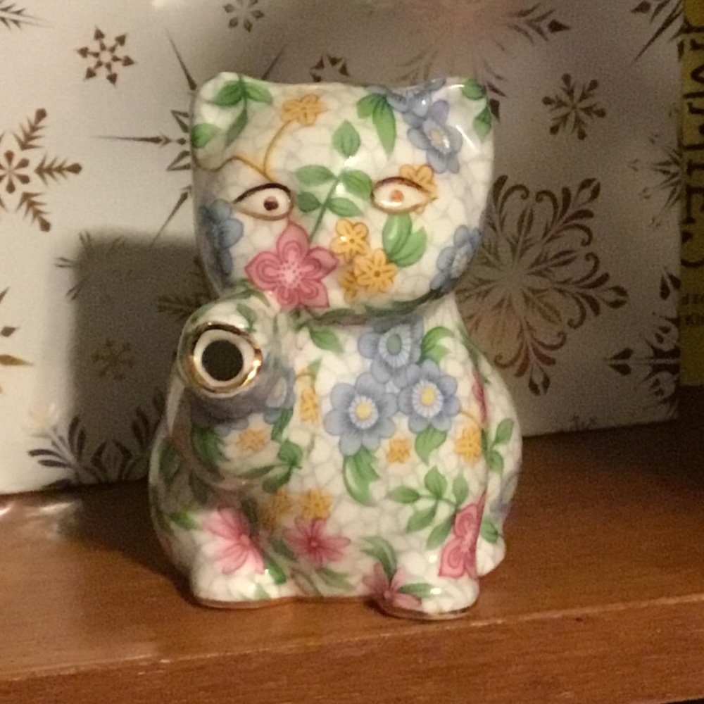Alexandra Floral Ceramic Cat/Kitten Pitcher